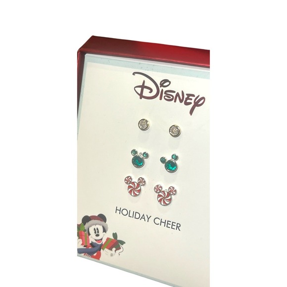 Disney Other - Disney Mickey Mouse Holiday Cheer Christmas Stud Earrings Set NWT 3 Pair